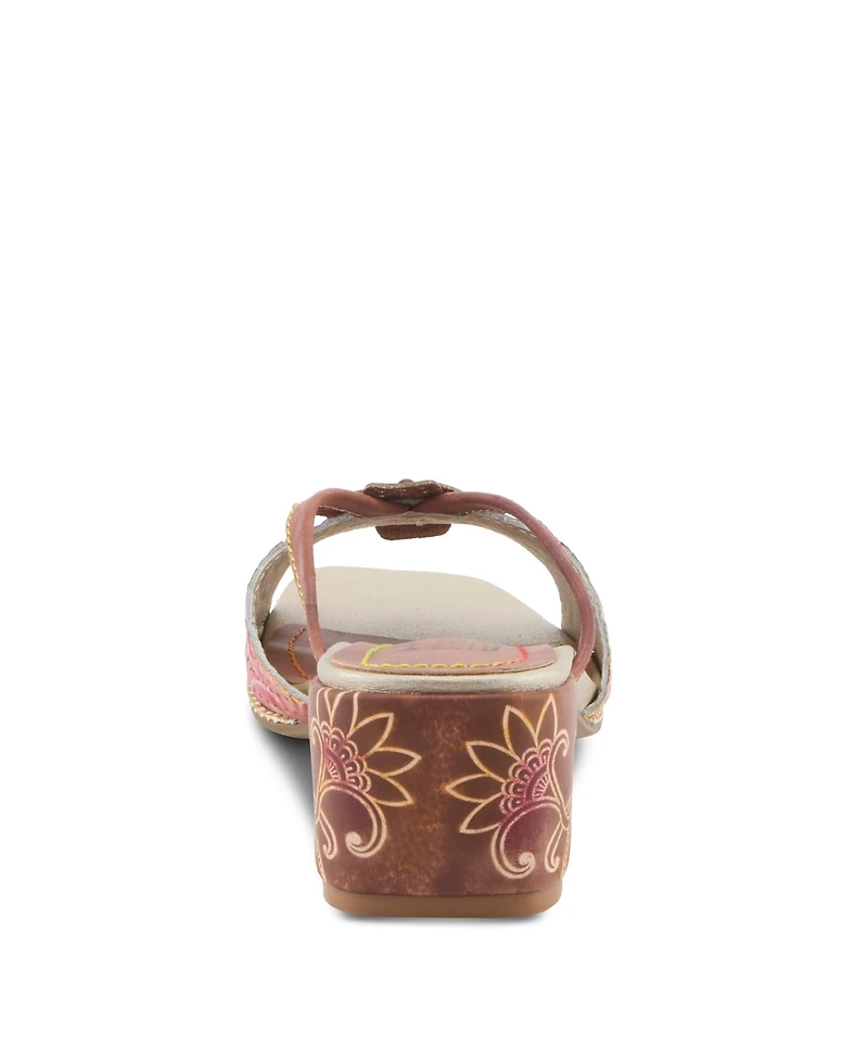 L'Artiste Women's Europa Strappy Sandal with Floral Vamp