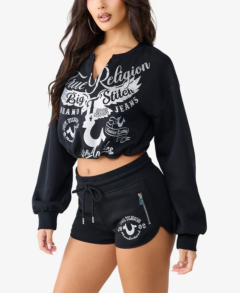 True Religion Women's V Notch Pullover Top