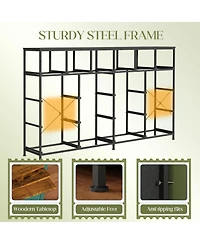 homfan 63" Wide Fabric Dresser and Tv Stand with Charging Station, 18 Drawers