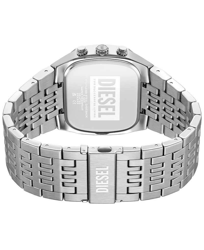 Diesel Men's Spiked Cushion Quartz Chronograph Silver Stainless Steel Watch 45mm