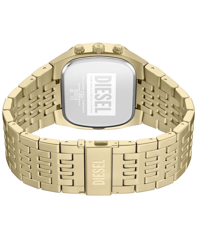 Diesel Men's Spiked Cushion Quartz Chronograph Gold Stainless Steel Watch 45mm