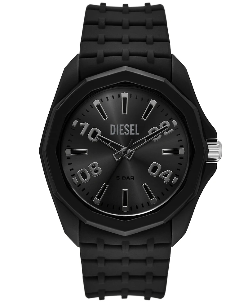 Diesel Men's Stinger Three-Hand Quartz Black Silicone 45mm