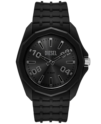 Diesel Men's Stinger Three-Hand Quartz Black Silicone 45mm