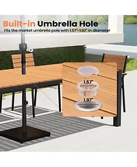 Pellebant Premium Outdoor Patio Aluminum Rectangular Dining Table with Umbrella Hole