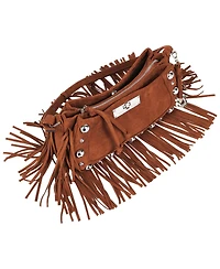 True Religion Vintage Dangle Fringe Hobo Bag with Studded Trim and Charm Accents