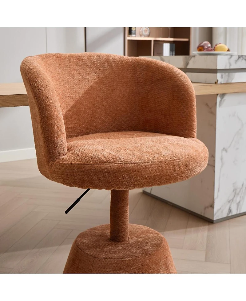 Streamdale Furniture Streamdale Adjustable Swivel Chenille Bar Stool Modern Round Accent Chair Terracotta