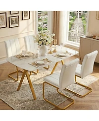 Streamdale Furniture Marble Glass Dining Table with Legs