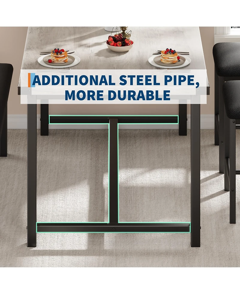 homfan Dining Table for 4, Kitchen Table with Upholstered Bench, Space-Saving Table for Apartment, Industrial Wood and Metal Room Table, Easy Clean