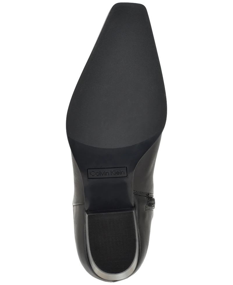 Calvin Klein Women's Varcey Tall Leather Block Heel Boots