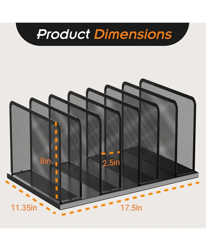 Danrong Heavy Duty Steel Mesh Desk File Organizer Compartments Desktop Sorter for Home Office Classroom