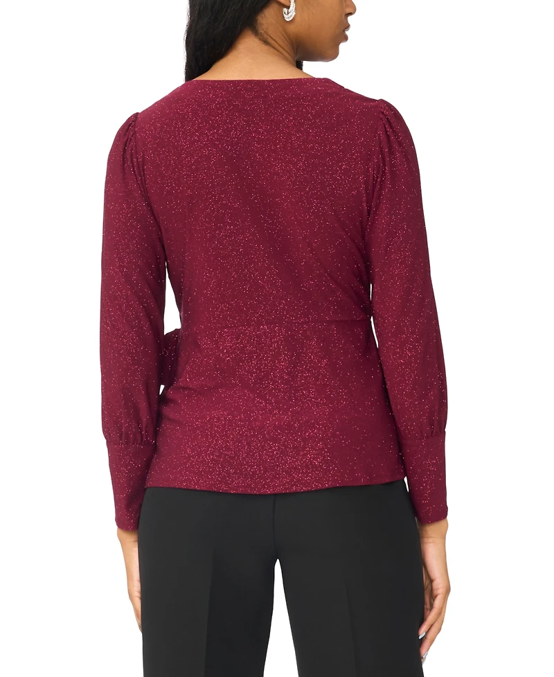 Msk Women's Faux-Wrap Long-Sleeve Top