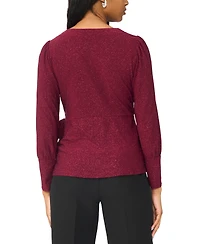 Msk Women's Faux-Wrap Long-Sleeve Top