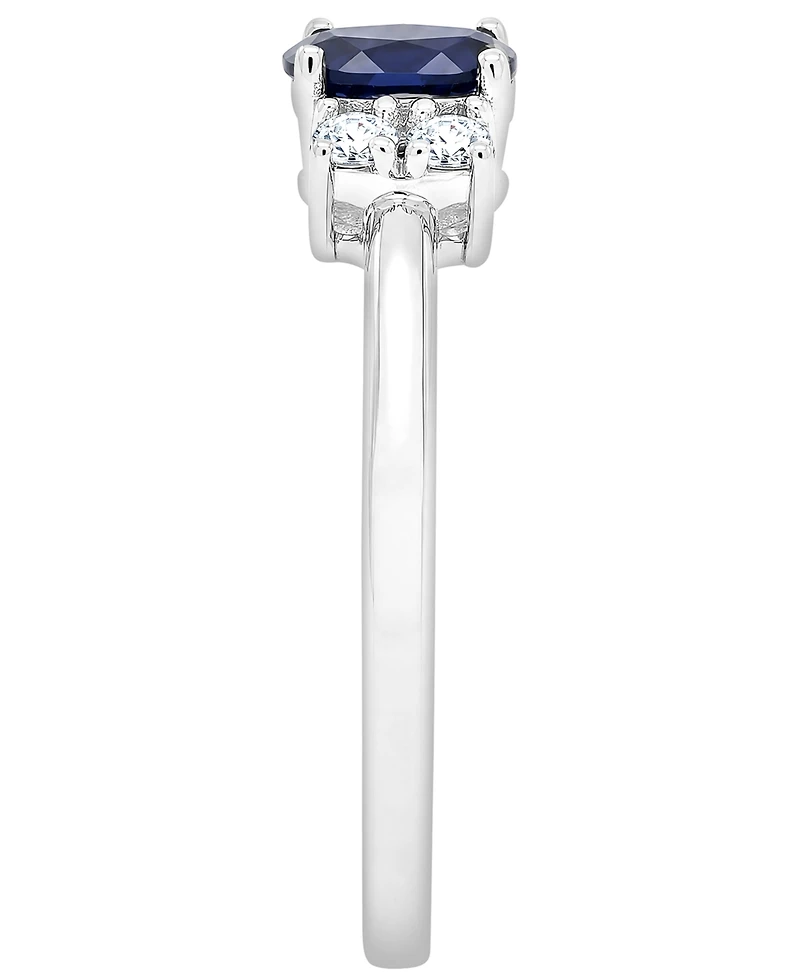 Macy's Lab-Grown Blue Sapphire (1/3 ct. t.w.) & White Sapphire (2-3/4 ct. t.w.) Ring in Sterling Silver