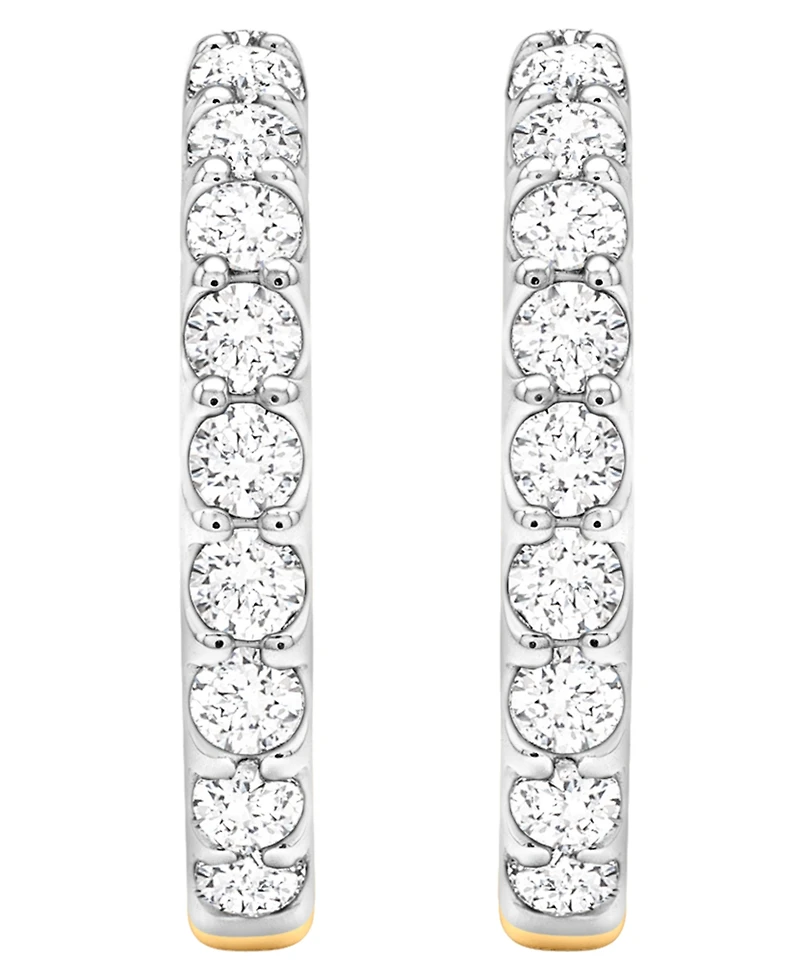 Macy's Lab-Grown White Sapphire (1-1/4 ct. t.w.) Hoop Earrings in 14k Gold-Plated Sterling Silver