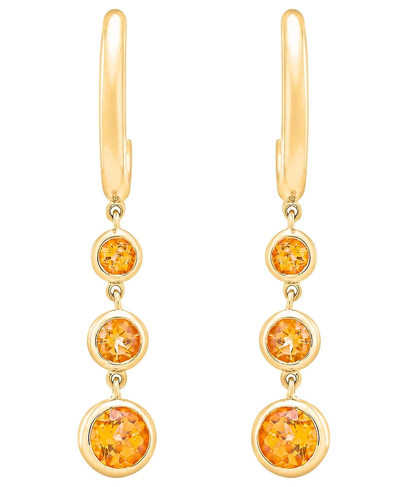 Macy's Citrine (3/4 ct. t.w.) Drop Earrings in 14k Gold Over Sterling Silver