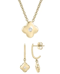 Macy's 2-Piece Lab-Grown White Sapphire (1/6 ct. t.w.) Pendant Necklace & Matching Clover Earrings Set in 14k Gold Over Sterling Silver