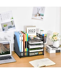 Danrong 5 Tier Desk Organizer with File Trays Magazine Holders and Pen