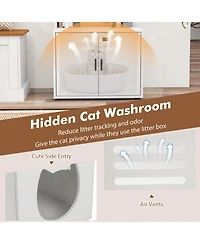 Ruie 56 Inch Tall Cat Litter Box Enclosure Cabinet with Storage Shelves