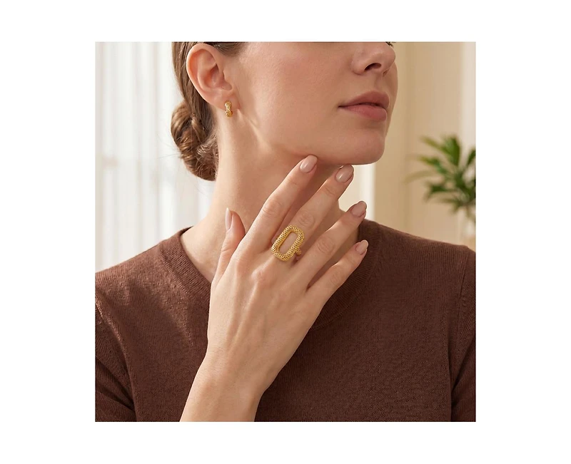 Rachel Glauber Radiant 14K Gold Plated Mesh Open Work Statement Ring