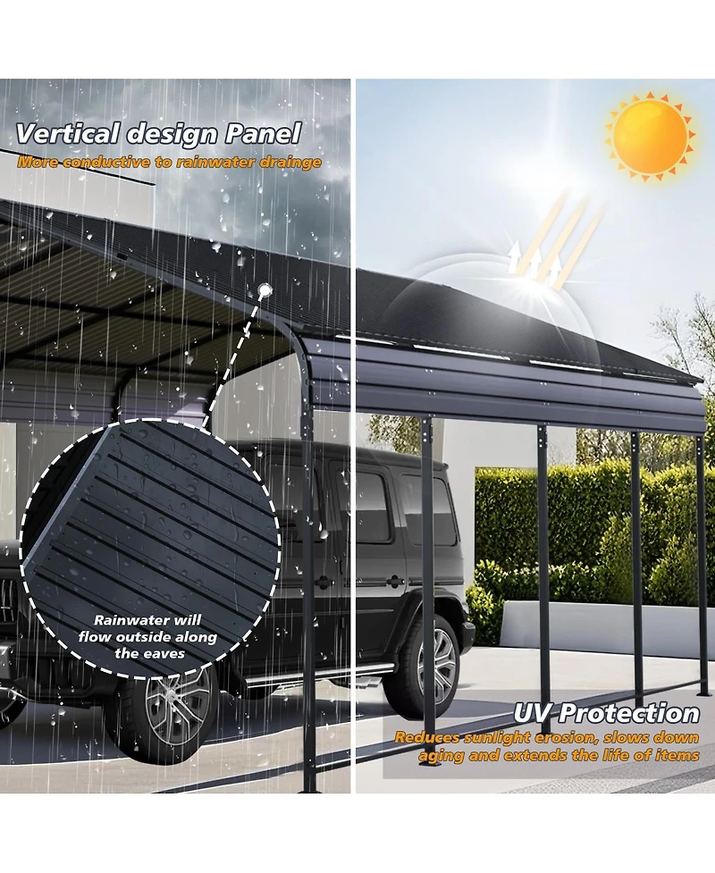 Streamdale Furniture 12x20 Feet Heavy Duty Metal Carport with Galvanized Steel Roof