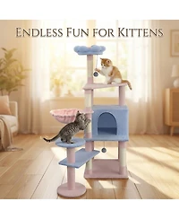 Streamdale Furniture flower cat tree with large condo removable flower cushion and hammock