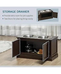 Ruie Elevated Dog Bowls with Storage Cabinet and Two Stainless Steel Bowls for Large Dogs