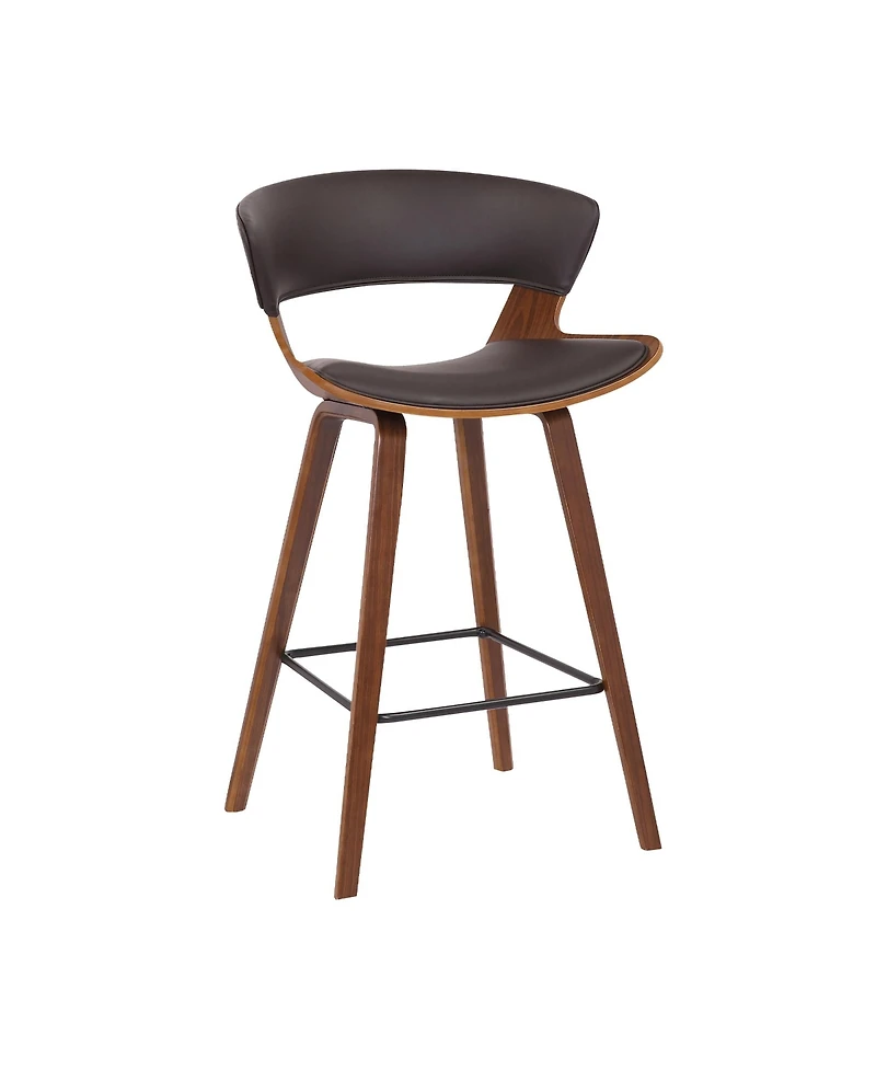Clihome Leather Swivel Bar Stool, Modern Upholstered Counter Height Chair, Wood Frame Kitchen Island Stool