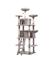 Streamdale Furniture 70.87Inch Cat Tree with 2 Condos, 3 Perches, Hammock, and Sisal Scratching Posts