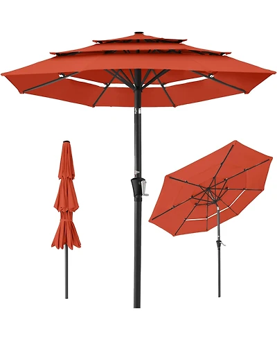 Best Choice Products 10 Feet 3-Tier Patio Umbrella, Market Sun Shade with Tilt Adjustment and Easy Crank