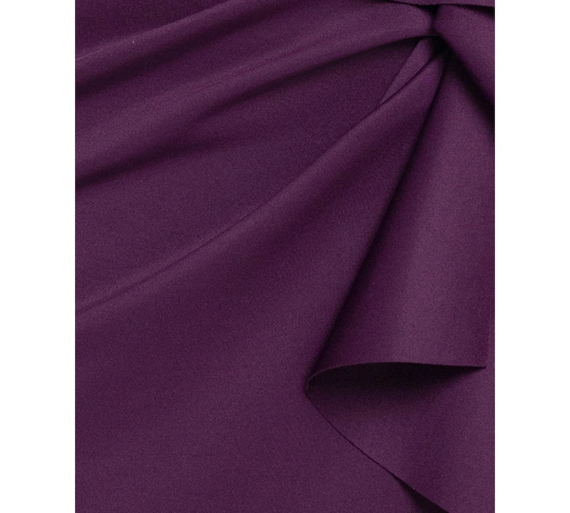 Xscape Women's Scuba Off-the-Shoulder Side Ruffle Gown