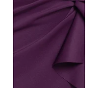 Xscape Women's Scuba Off-the-Shoulder Side Ruffle Gown