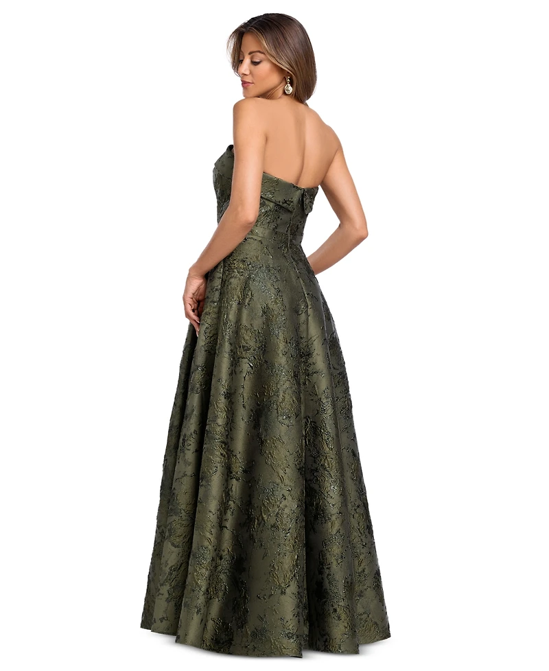 Xscape Women's Brocade Strapless Gown