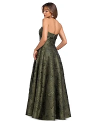 Xscape Women's Brocade Strapless Gown