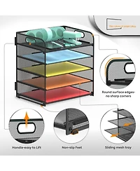 Danrong 5 Tier Mesh Desk File Organizer with Handle for Office Classroom Home