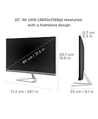 ViewSonic VX3276-4K-mhd 32" 16:9 4K Uhd Frameless Mva Led Monitor, Built-In Speakers
