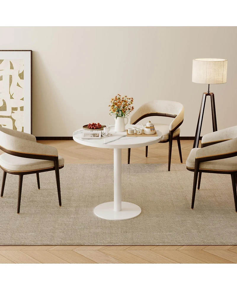 Streamdale Furniture 31.5'' Modern Round Tulip Bistro Table with Faux Marble Top