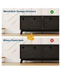 homfan Wooden Cat Litter Box Enclosure – 59" Dual-Room Hidden Furniture with Mat, Indoor Pet House, Tv Stand Side Table, for 2 Cats