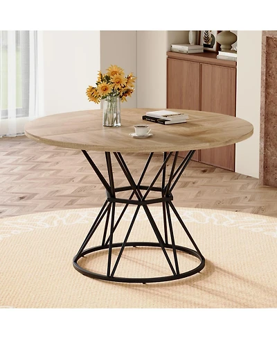 Streamdale Furniture 47.3" Modern Industrial Circular Dining Table with Metal Base