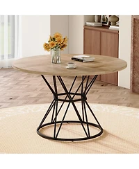 Streamdale Furniture 47.3" Modern Industrial Circular Dining Table with Metal Base