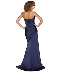 B Darlin Women's Strapless Front Drape Neck Ball Gown