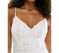 Seni & Cade Juniors' Floral Beaded Bodycon Dress