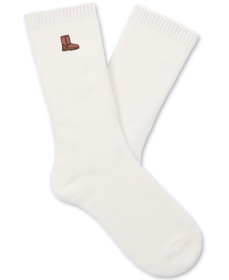 Ugg Classic Crew Embroidered, Plaid & Fuzzy Ruffle-Edge Sock Set, 3-Piece