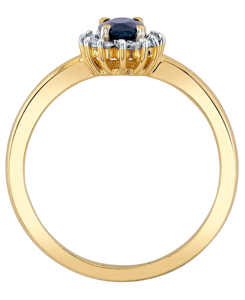 Macy's Sapphire (5/8 ct. t.w.) & Diamond (1/8 ct. t.w.) Ring in 10k Yellow Gold