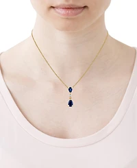 Macy's Sapphire (5/6 ct. t.w.) & Diamond Accent Pendant Necklace in 10k Yellow Gold