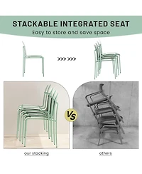 Streamdale Furniture Striped Chairs and Long Table Set IndoorOutdoor
