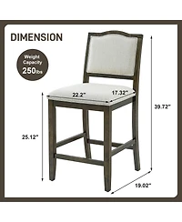 Maison Boucle Counter Height Bar Stools Set of 2, Solid Wood Frame, Upholstered Seat And Back, Curved Backrest