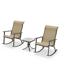 Slickblue Rocking Bistro Set Heavy Duty Chairs with High Back and Wpc Table