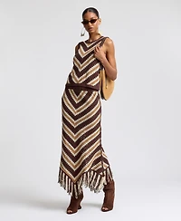 Avec Les Filles Women's Sleeveless Crochet Sweater