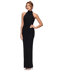 Xscape Petite Metallic Knit Mock Neck Sheath Gown