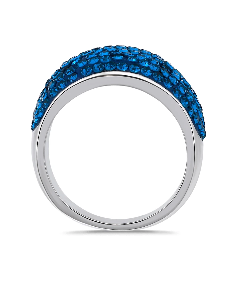 Macy's Pave Crystal Fine Silver-Plated Over Brass Indigo Blue Color Dome Shaped Ring